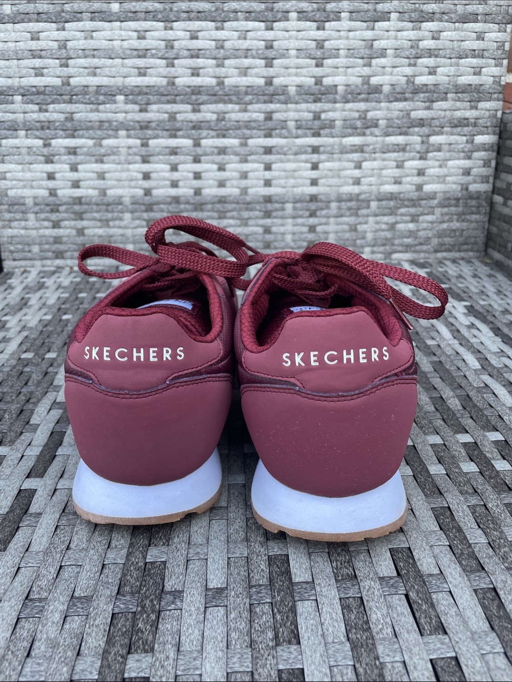 Skechers Burgundy Lace-Up Low-Top Sneakers - Picture 2 of 4